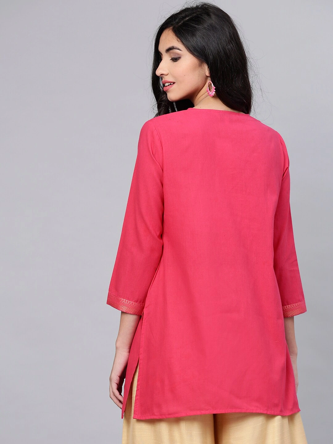 Bhama Couture Women Fuschia Solid Kurti-L-2