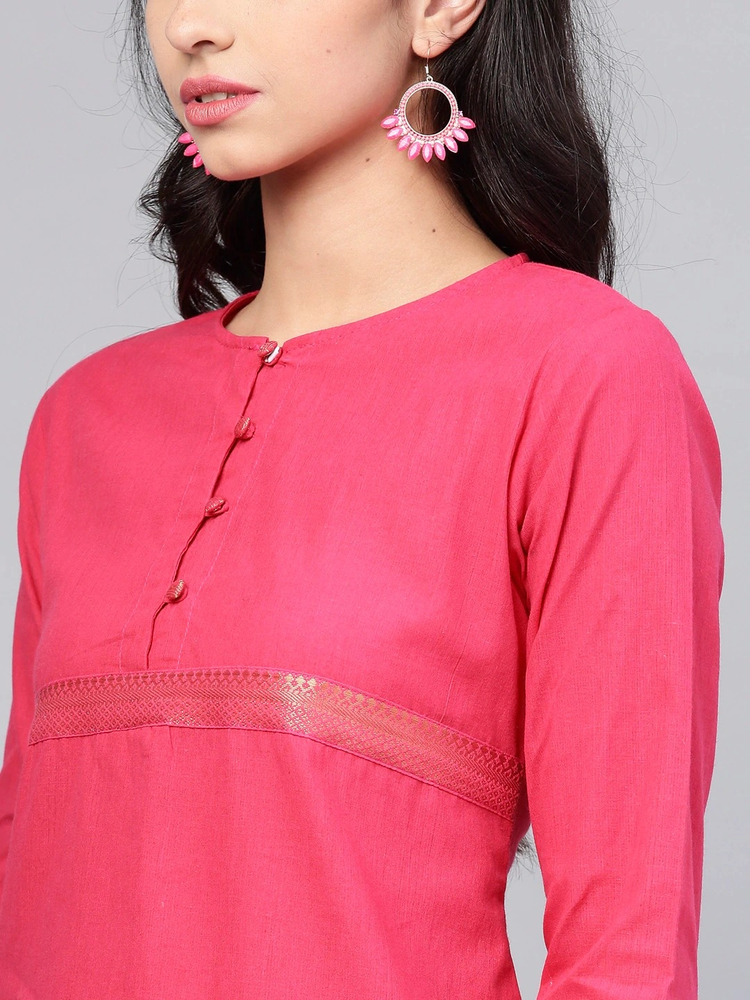 Bhama Couture Women Fuschia Solid Kurti-L-3