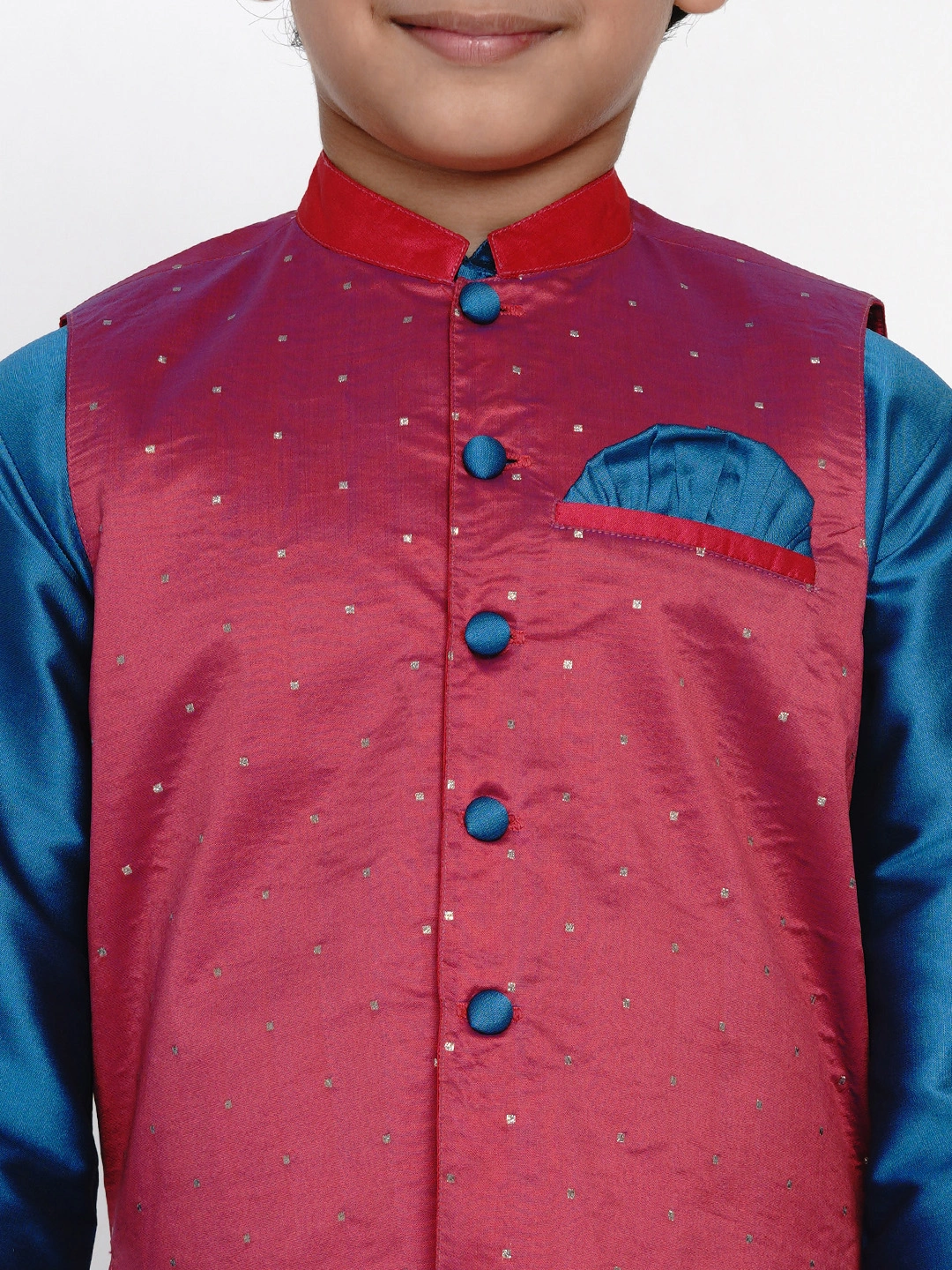 BITTU BY BHAMA PINK AND BLUE NEHRU JACKET-3-4Y-1