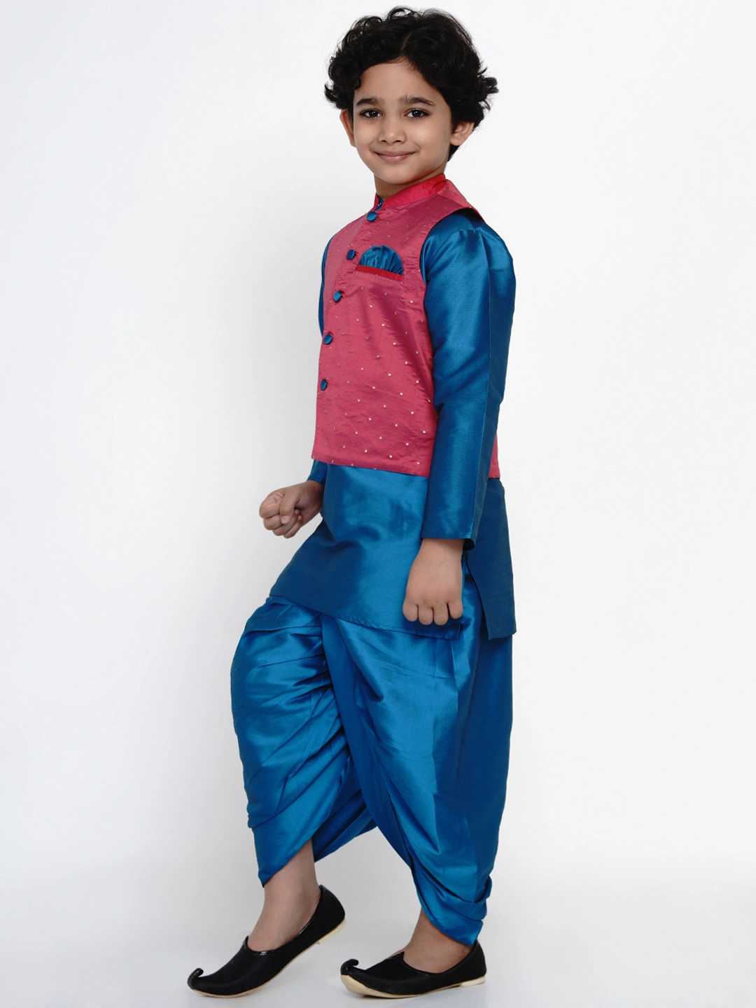 BITTU BY BHAMA PINK AND BLUE NEHRU JACKET-3-4Y-3