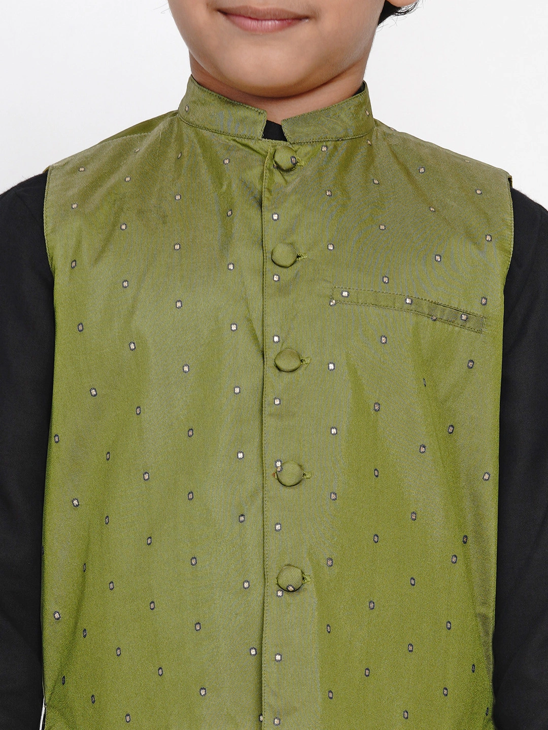 BITTU BY BHAMA GREEN SELF DESIGN NEHRU JACKET-4-5Y-1