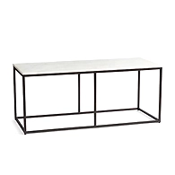 Ebba 40.5&quot; Stone Coffee Table-Black-White