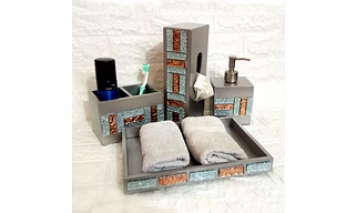 Toilet Organizer - Silver Glass Work