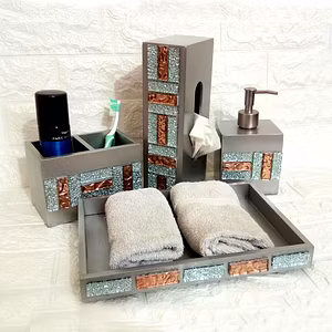 Toilet Organizer - Silver Glass Work