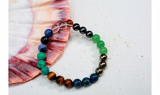 Mixed Crystals Round Plain Beads Bracelet