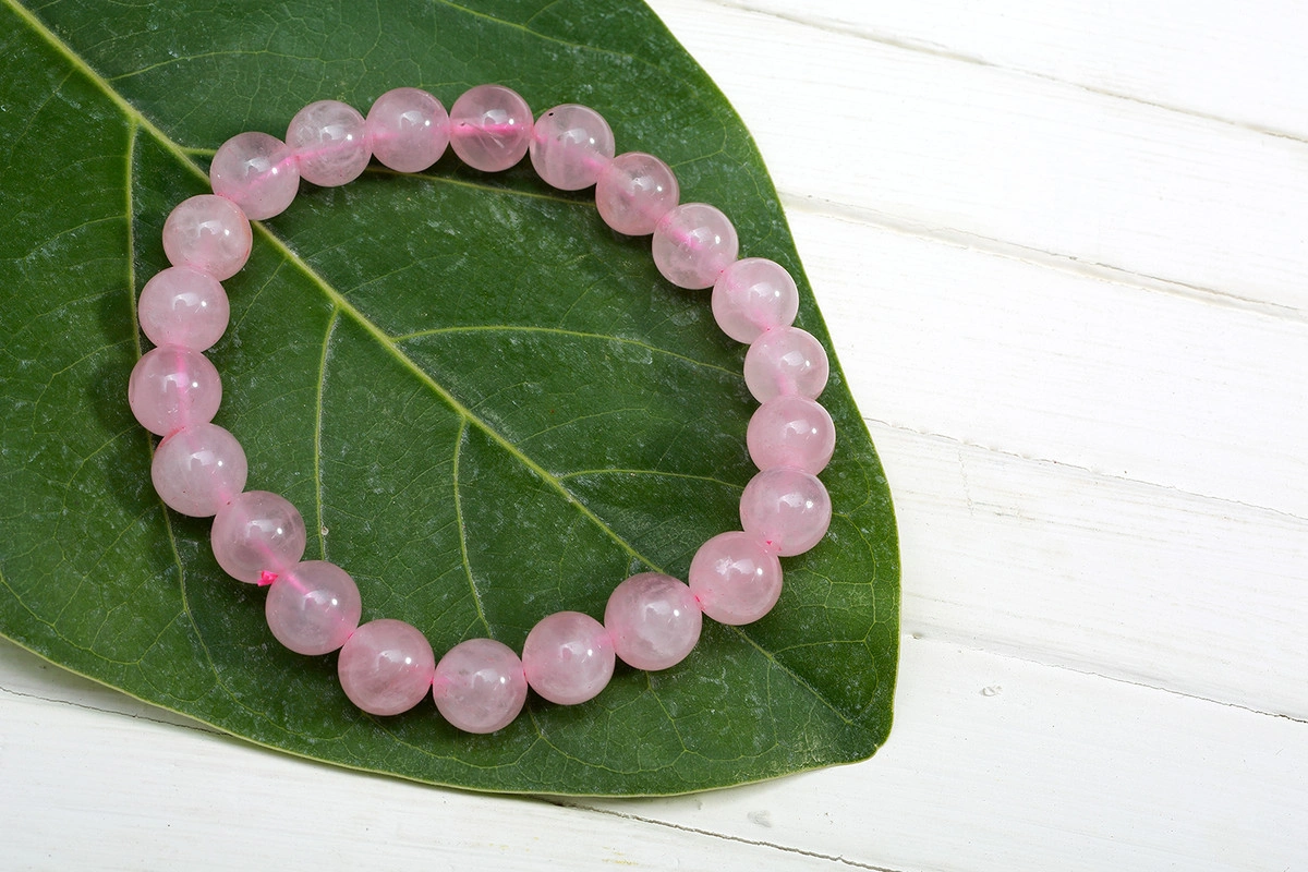 Rose Quartz Round Plain Beads Bracelet-APPLACW19-CC