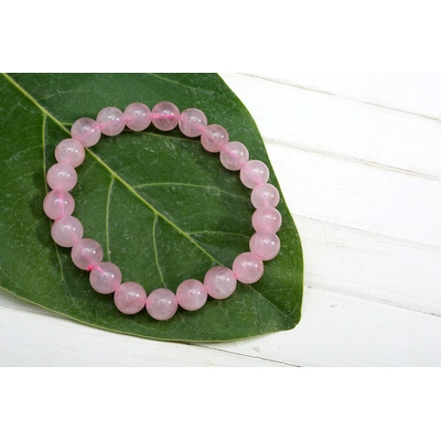 Rose Quartz Round Plain Beads Bracelet