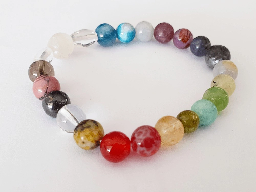 21 Chakra Balancing Plain Beads Bracelet-AQUAACW04-CC