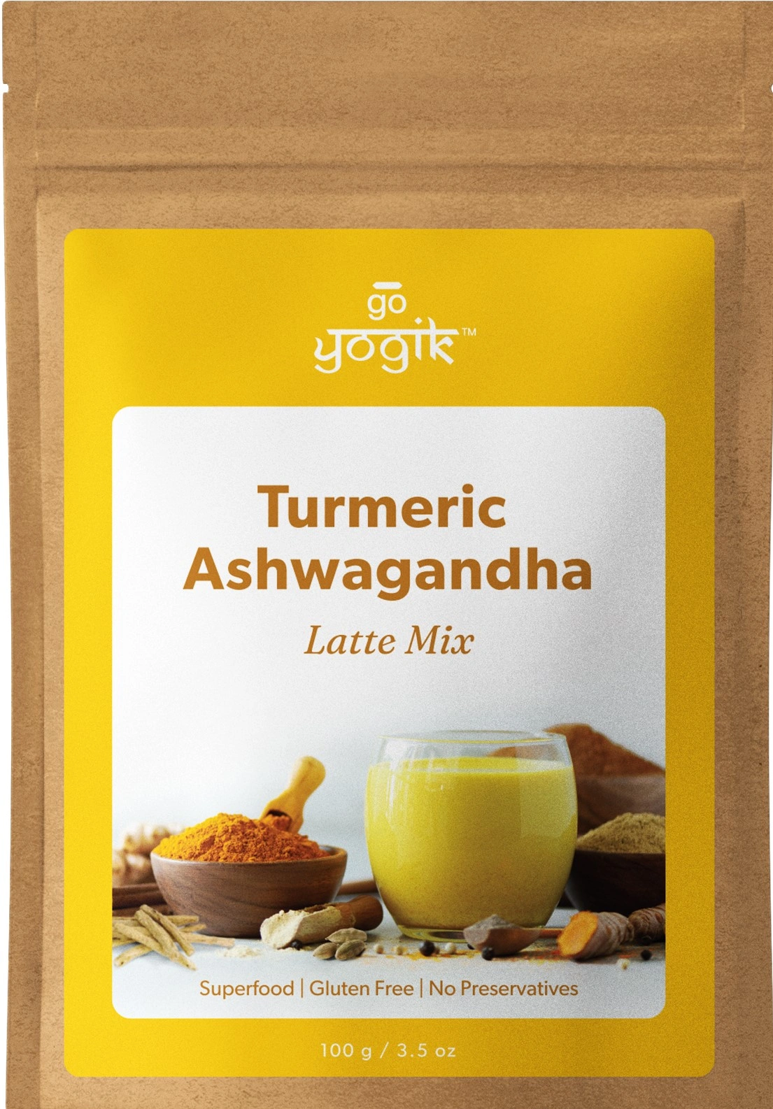 Go-Yogik Golden Turmeric Milk blend with Ashwagandha Ginger Ceylon Cinnamon 100g (50 servings). Caffiene Free, Gluten Free, Vegan, No sugar, no Additives.-4