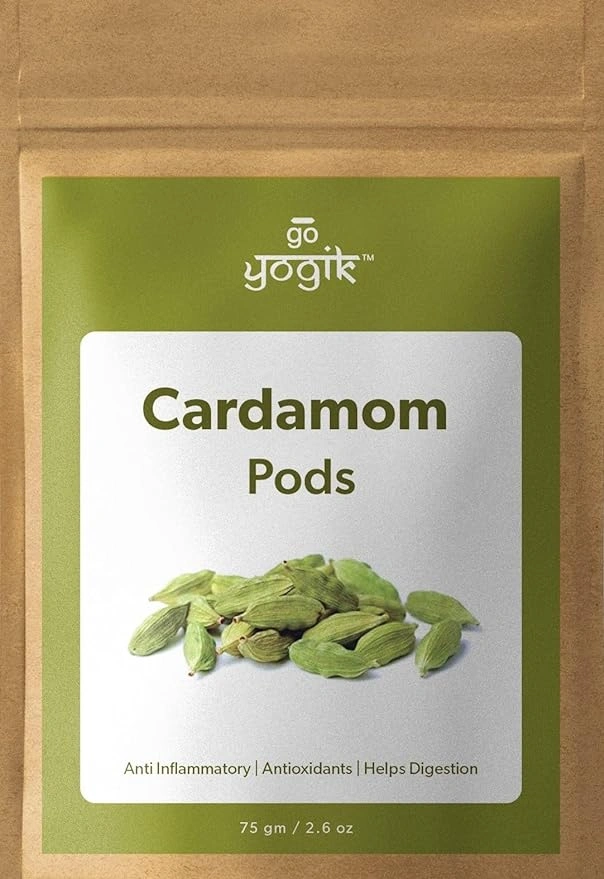 Go-Yogik Green Cardamom pod |Premium Bold quality - 8mm | 75g/2.6Oz | Wellness Gift-Cardamom