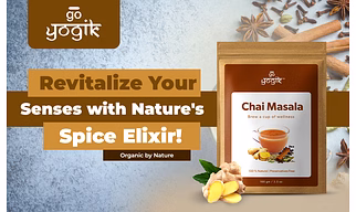 Go-Yogik Chai Tea Masala Spice powder[ 100g-(80 cups] Authentic Blend of Ginger cinnamon cardamom- Caffeine Free, Vegan, Unsweetened, No tea leaf