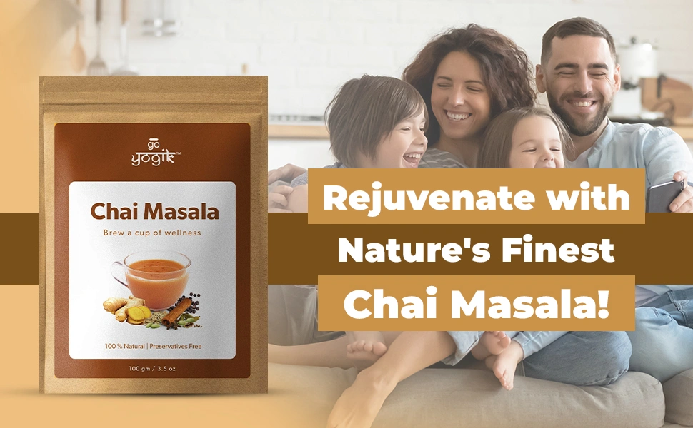 Go-Yogik Chai Tea Masala Spice powder[ 100g-(80 cups] Authentic Blend of Ginger cinnamon cardamom- Caffeine Free, Vegan, Unsweetened, No tea leaf-4