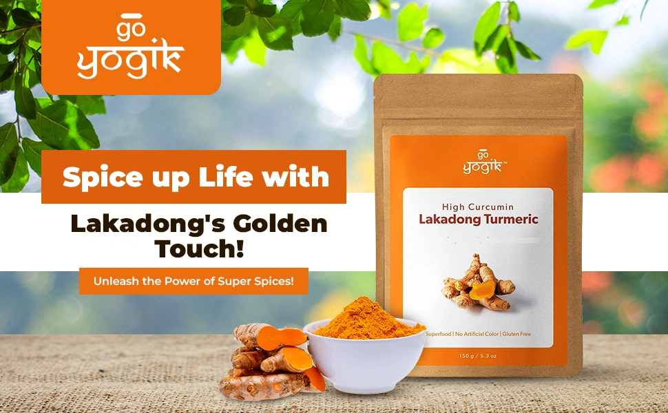 Go-Yogik Lakadong Turmeric Powder -150g | 9% Curcumin - Lab Tested, Gluten Free, No Additives, Organically Grown in himalayas. Direct from India-LT150