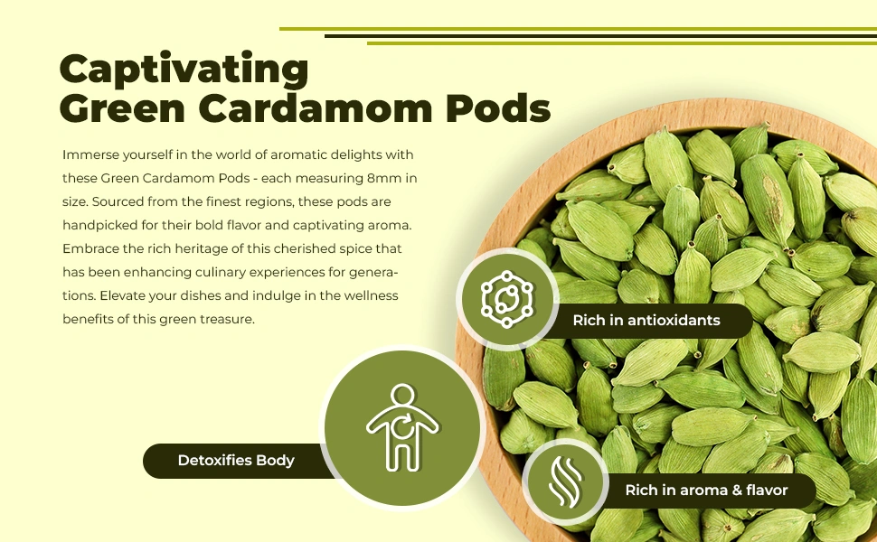 Go-Yogik Green Cardamom pod |Premium Bold quality - 8mm | 75g/2.6Oz | Wellness Gift-3