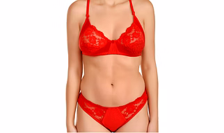 Lace Bra and Panty Lingerie Set | Red