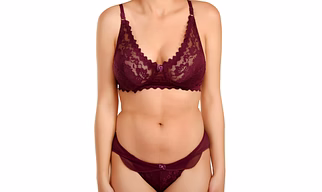 Lace Bra and Panty Lingerie Set | Brown