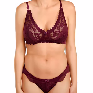 Lace Bra and Panty Lingerie Set | Brown