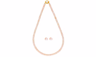 Sri Jagdamba Pearls New Single Line Peach Pearl Necklace