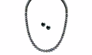 Sri Jagdamba Pearls Single Line Grey Pearl Set