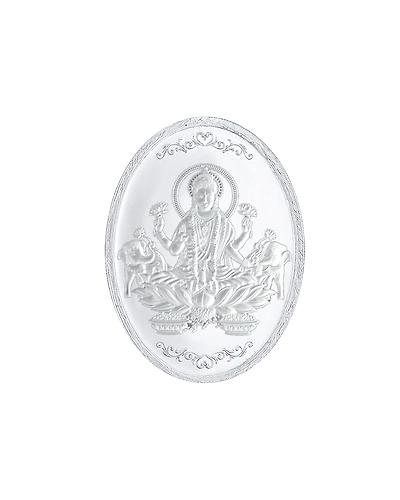 Sri Jagdamba Pearls 10 Grams 99.9%  Laxmi Oval  Silver Coin-JPSEP-16-064-10