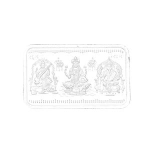 50 Grams Rectangular Ganesh Saraswathi Lakshmi Rectangle Pure Silver coin