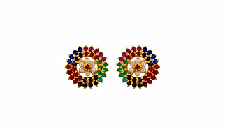 Sri Jagdamba Pearls Multi Colour Studs