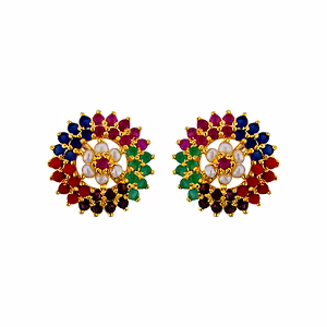 Sri Jagdamba Pearls Multi Colour Studs