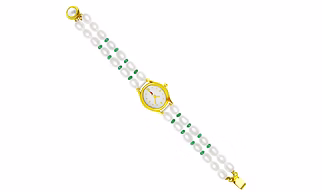 Sri Jagdamba Pearls Sea-Blue Oval Pearl Watch