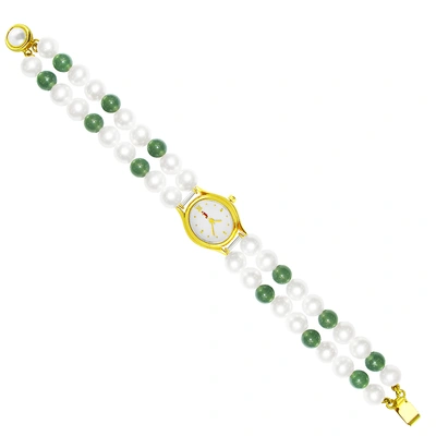 Sri Jagdamba Pearls Classic Green Pearl Watch