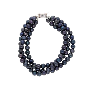 3 Line Black Pearl Bracelet