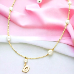 D Alphabetic Pearl Pendant Set