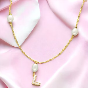 L Alphabetic Pearl Pendant Set