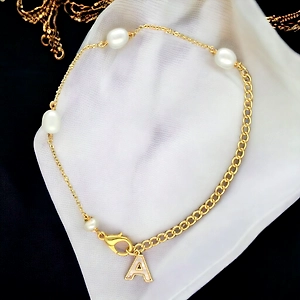 A Alphabetic Mother of Pearl Bracelet