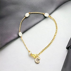 C Alphabetic Mother of Pearl Bracelet