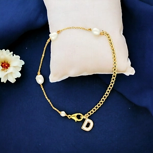 D Alphabetic Mother of Pearl Bracelet