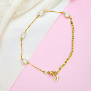 J Alphabetic Mother of Pearl Bracelet