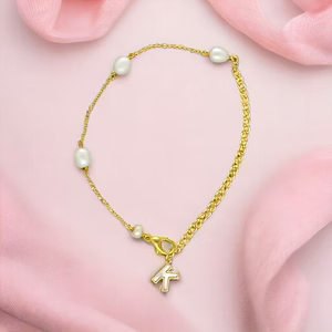 K Alphabetic Mother of Pearl Bracelet