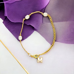 M Alphabetic Mother of Pearl Bracelet