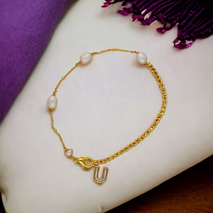 U Alphabetic Mother of Pearl Bracelet