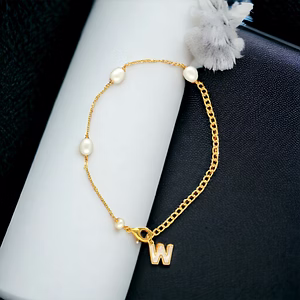 W Alphabetic Mother of Pearl Bracelet