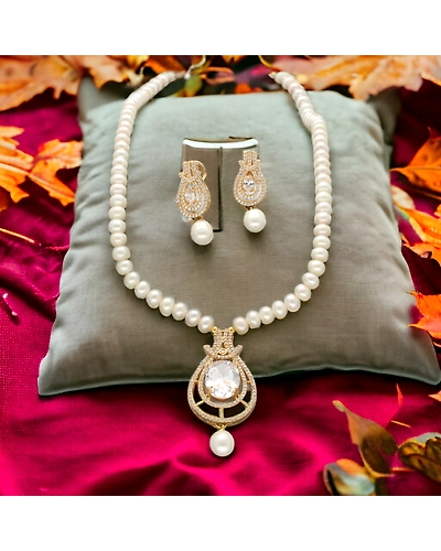 Dazzle Pearl Necklace Set-JPFEB-24-009
