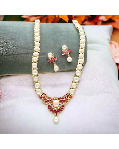Twinkle Pearl Necklace Set-JPFEB-24-016