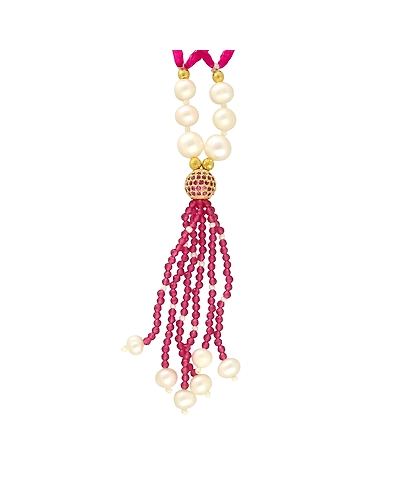 Resplendent Designer Lumba Pearl Rakhi-White-2