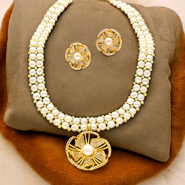resplendent dual line pearl necklace set