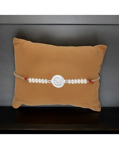 Spiritual Om Design Silver Rakhi-1