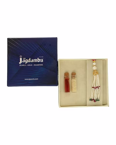 Golden Bloom Lumba Rakhi-White-4