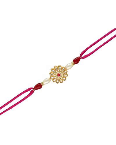 Sovereign Spark Pearl Rakhi For Brother-White-2