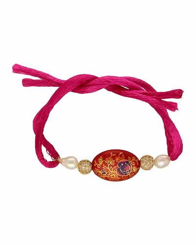 Grace of Royals Pearl Rakhi For Brother-White-1