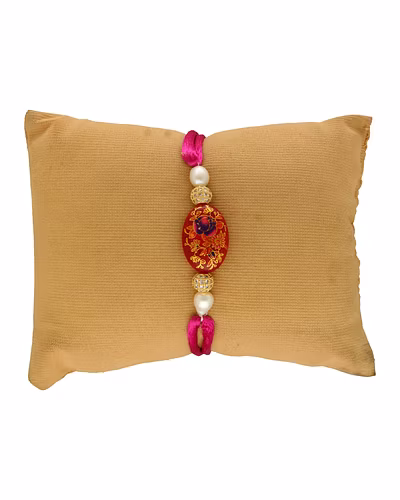 Grace of Royals Pearl Rakhi For Brother-White-3