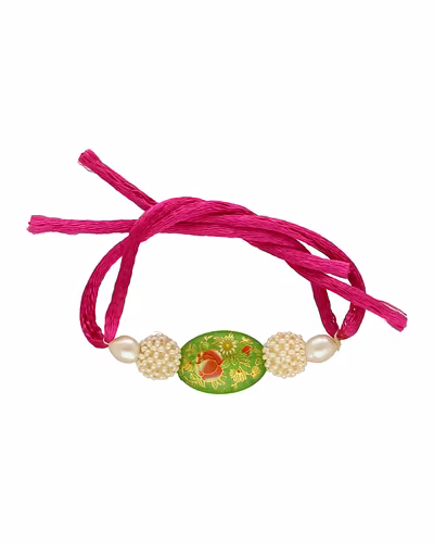 Dharohar Pearl Rakhi For Brother-White-1